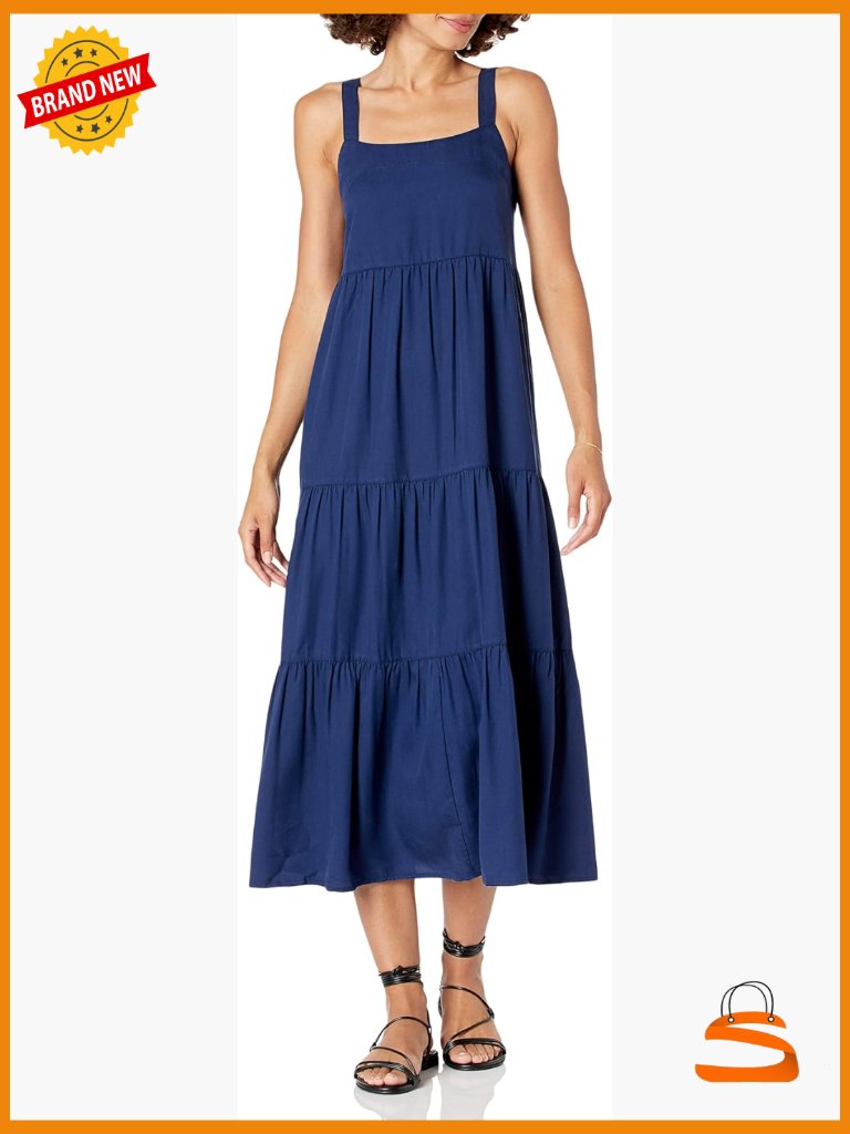 Tiered Maxi Dress Square Neck Sleeveless Spaghetti Strap A-Line